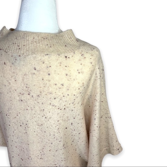LOFT Outlet Women L Soft Cream Dolman Sleeve High Neck Pullover Sweater Speckled - Picture 5 of 8